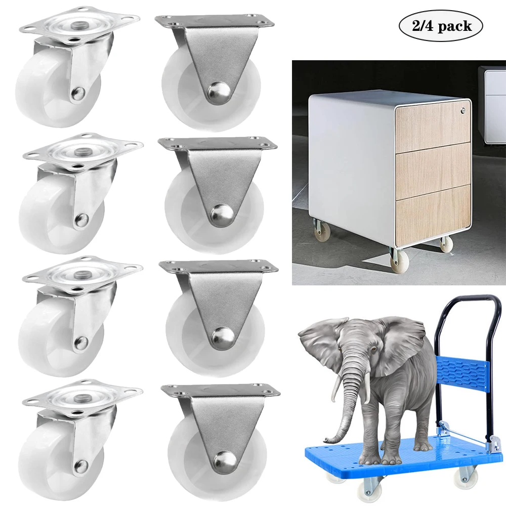 

1.5 "household casters, universal , fixed , heavy duty, plate , locking metal runner without brake wheel white industrial caster