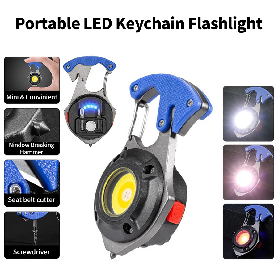 1/4/8pcs Mini Keychain Light Rechargeable COB Light Portable Magnetic Work Light Waterproof LED Light Durable ABS Material