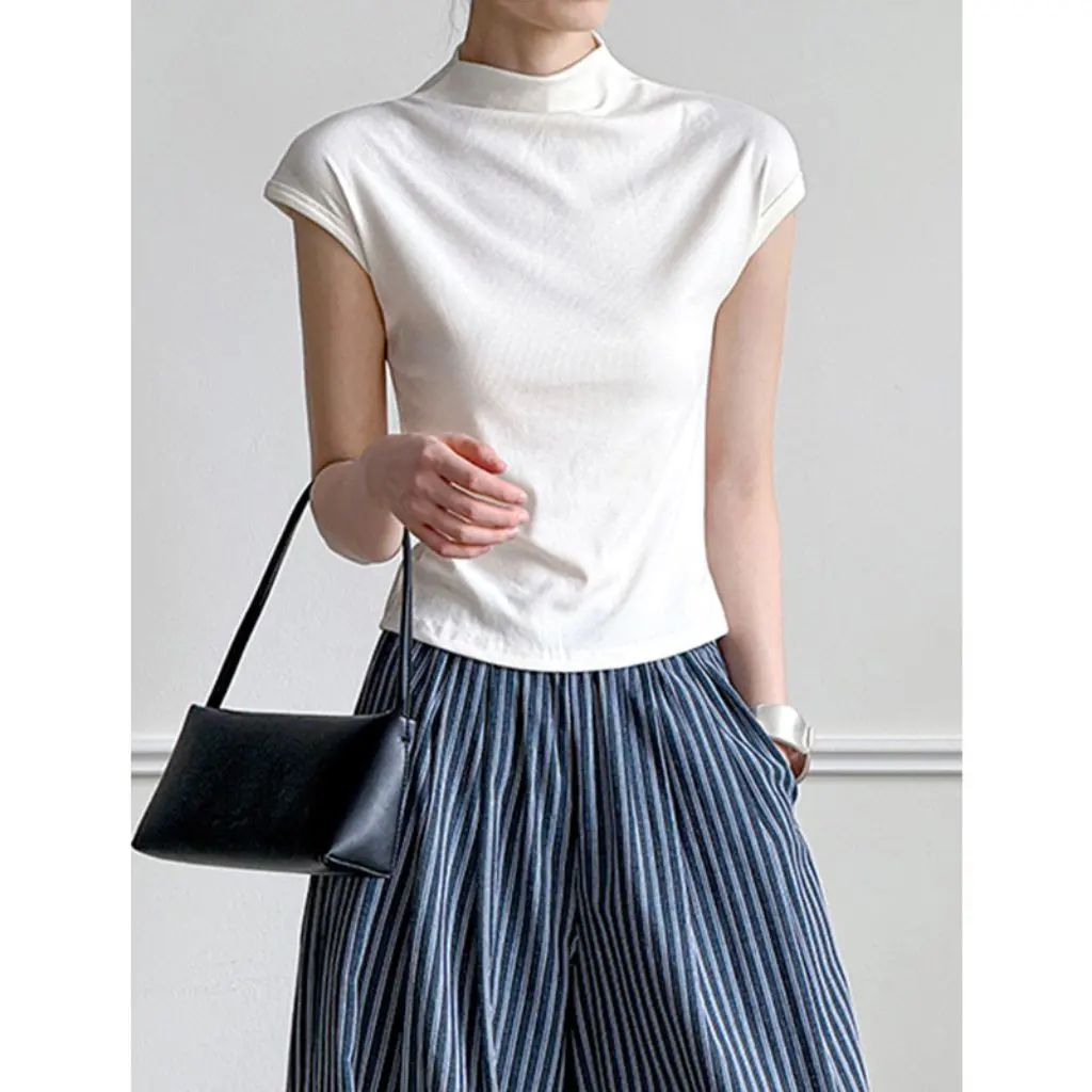 

Ju Zhi Non-Refundable Non-Exchangeable Model Half Turtleneck Slimming Look Bottoming Shirt for Women Tunic Top 23566