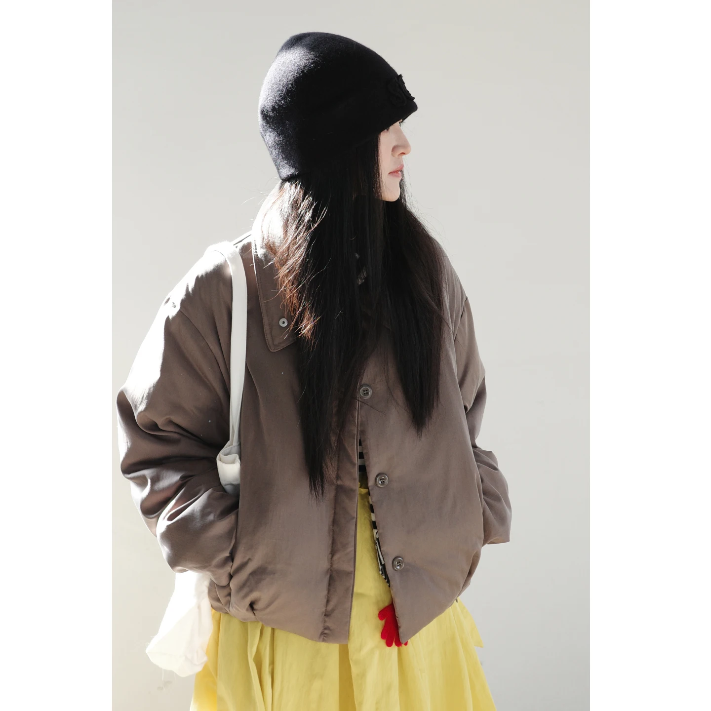 

Women's ort down Jaet 90 White Du Feather Windproof Warm Fitted Single Button Design Cleanfit Sle Winter Coat