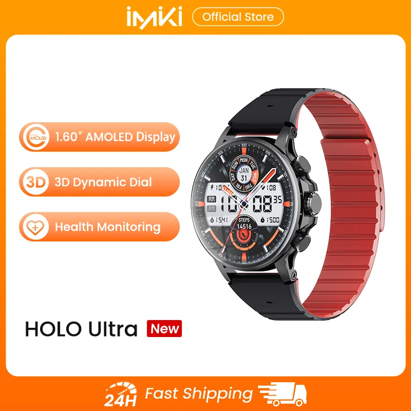 2025IMIKI HOLO ULTRA SmartWatch 1.6 "AMOLED 1000Nits Monitoramento de Saúde IP68 Suporte 100+ Modos Esportivos Presentes de Temporada de Graduação