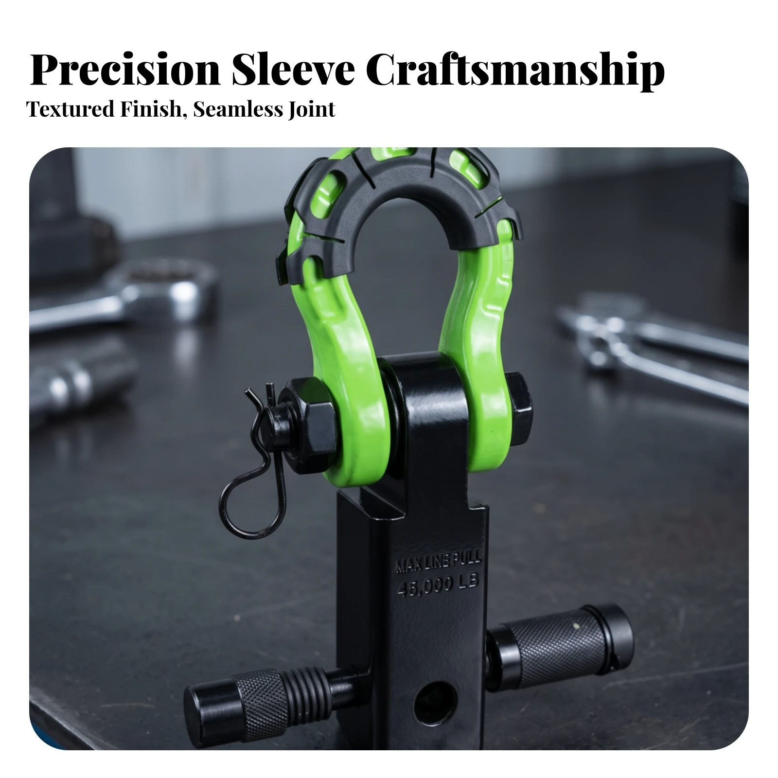Tow Hitch Receiver with D-Loop Shackle Rugged Recovery Hitch with D-Loop Shackle Hardware Powder-Coated Easy-to-Install