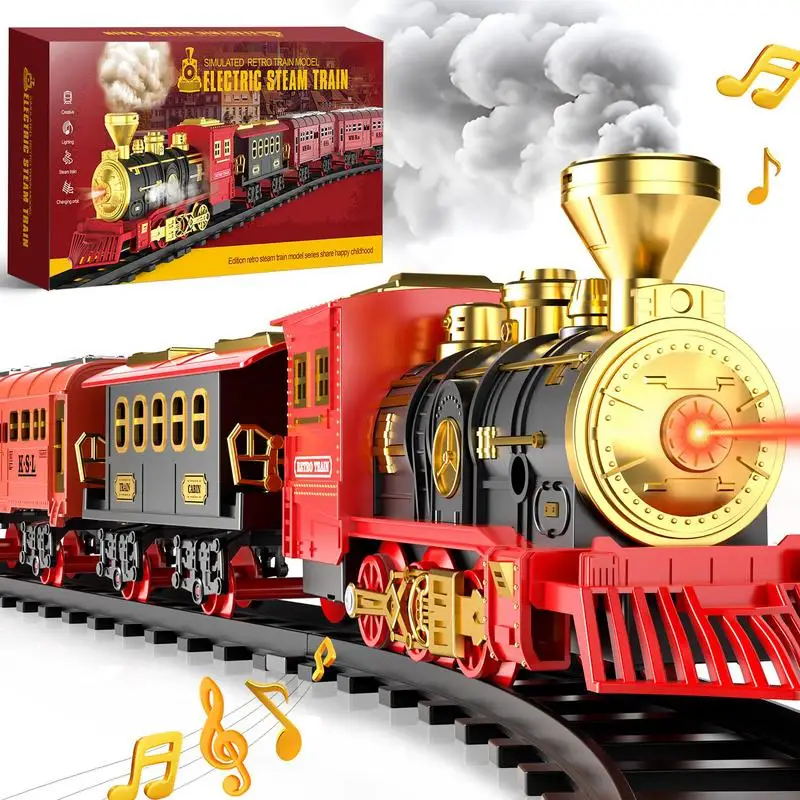 Train électrique classique pour enfants, ensemble de jouets sonores, modèle lomatéritive, kit de chemin de fer à piles 62, jouet de Noël