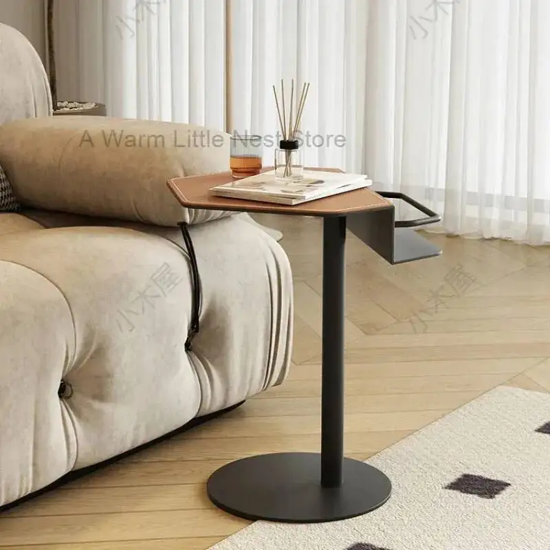 

Table Small Corner Shaped Saddle Leather Tea Side Luxury High-end Coffee Table Living Room Center 미니 테이블 거실 탁자 Mesita 이동식 테이블