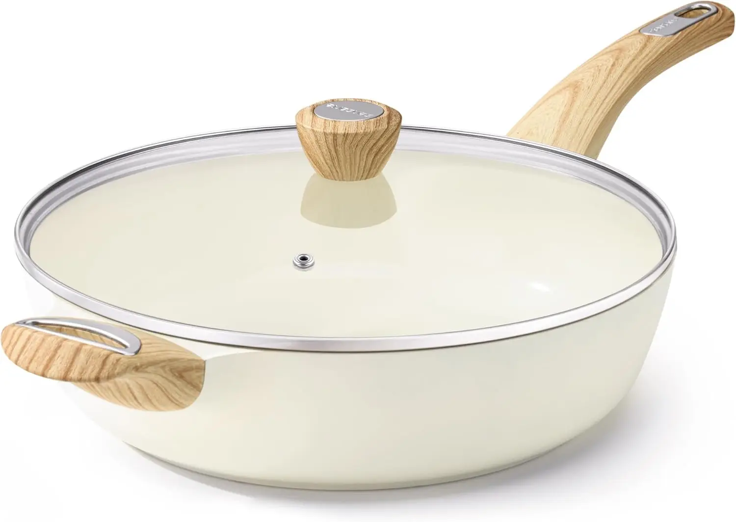 

12 Inch Ceramic Nonstick Frying Pan with Lid, Induction Compatible, PFOA Free, Healthy Cooking