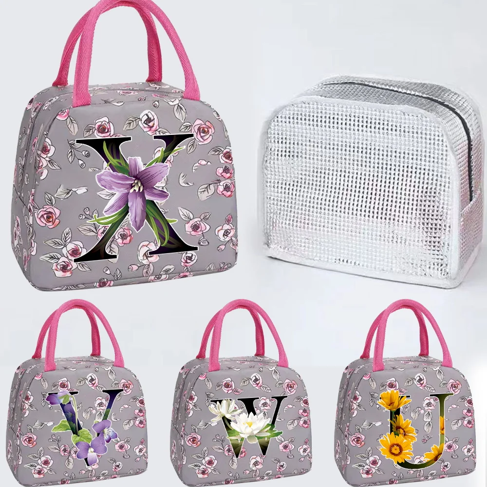 

Lunch Bag Outdoor Travel Picnic Pack Office Worker, Student Large Capacity Lunch Bags Flower Color Series Practical Handle Bag