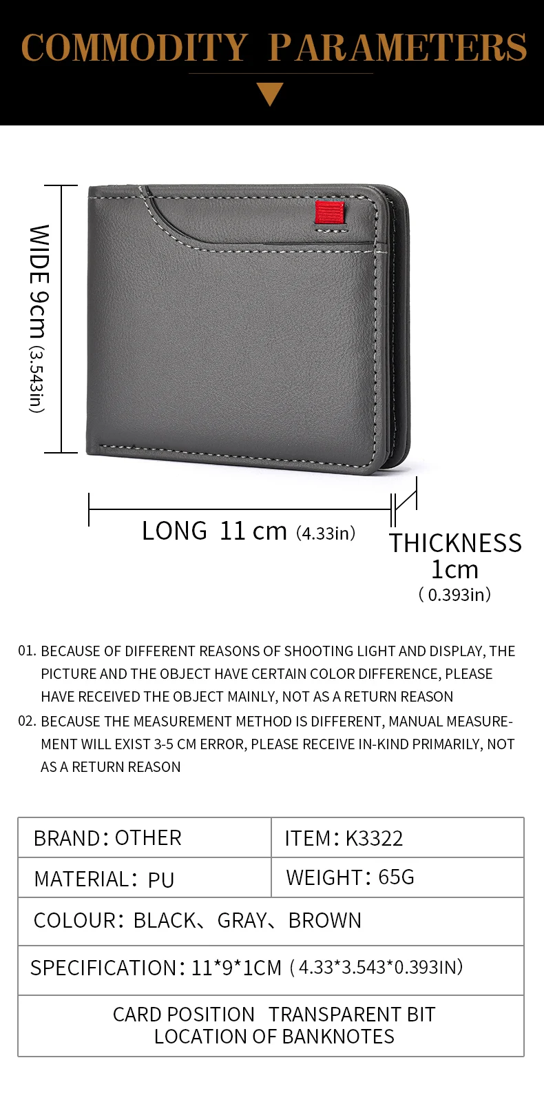 Ultradünne Mini-Kurzbrieftasche für Herren mit Ausweis, Bankkartensteckplatz und Fotofenster, Business-Casual-Geldbörse für junge Männer – Detail 7