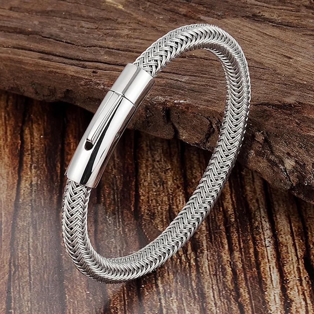 Minimalist Waterproof Steel Wire Bracelet Men Classic Cuff Wristbands Bracelet for Women Stainless Steel Male Charm Jewelry Gift