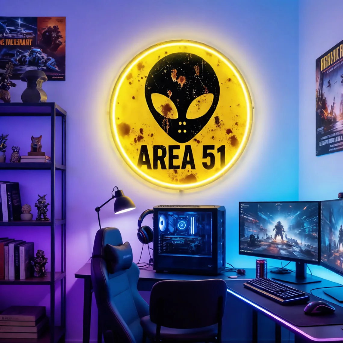 Vintage Area 51 Alien Neon Sig - Retro Gaming Cafe recensie en prijs