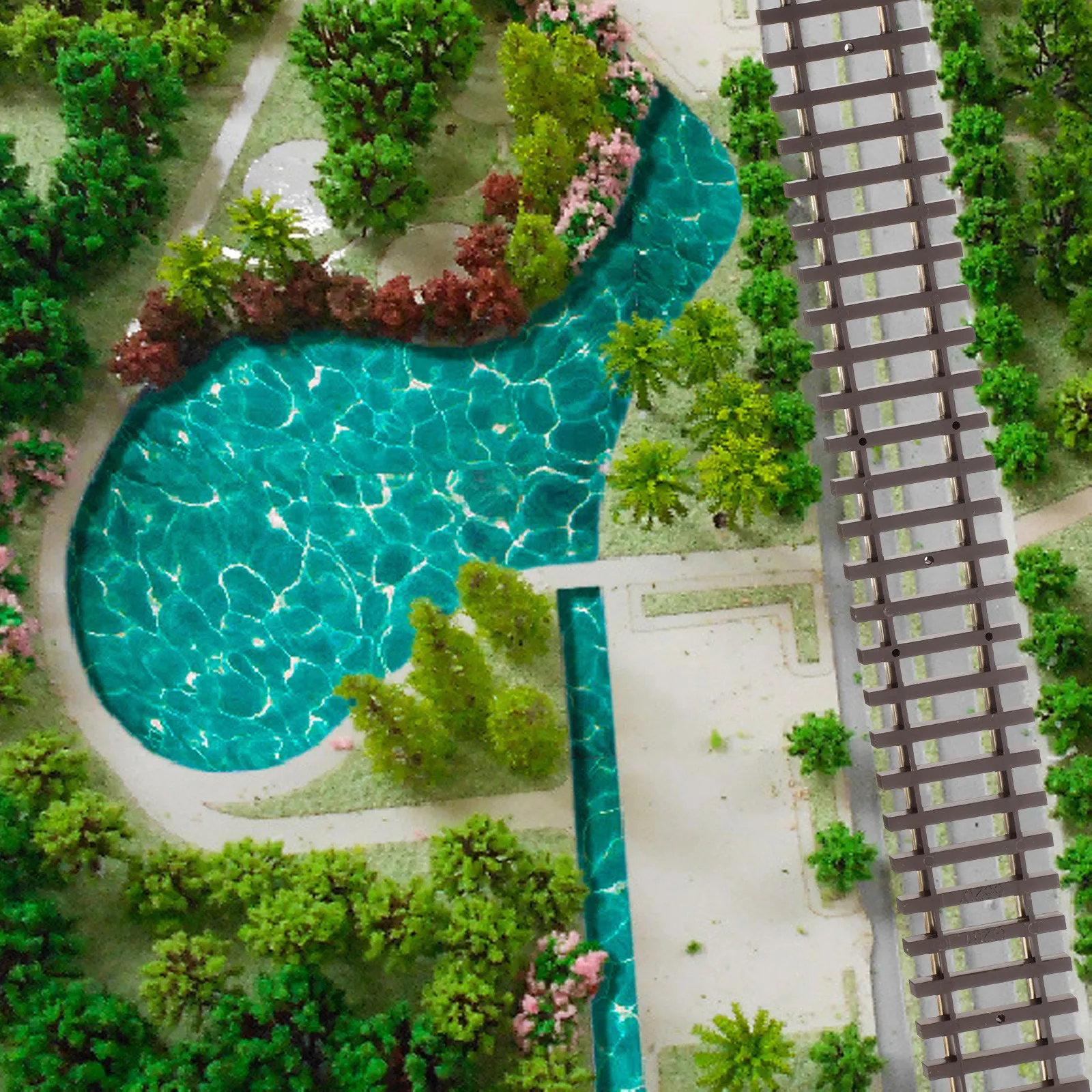 

Railroad Track Fire Train Track Compact Lightweight Miniature Sand Table Layout Small House Decor DIY Miniature Railroad Tracks
