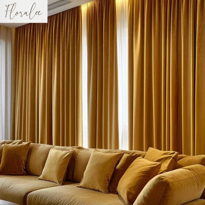 

Gold Velvet Curtains for Living Room Custom Curtains Bedroom Beige Velvet Curtains Extra Long Drapes Rich Luxury Velure Curtain