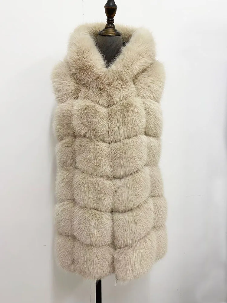 Zadorin-女性用の模造毛皮のコート,フード付きの冬のフェイクファーコート,ジッパー付きのノースリーブジャケット