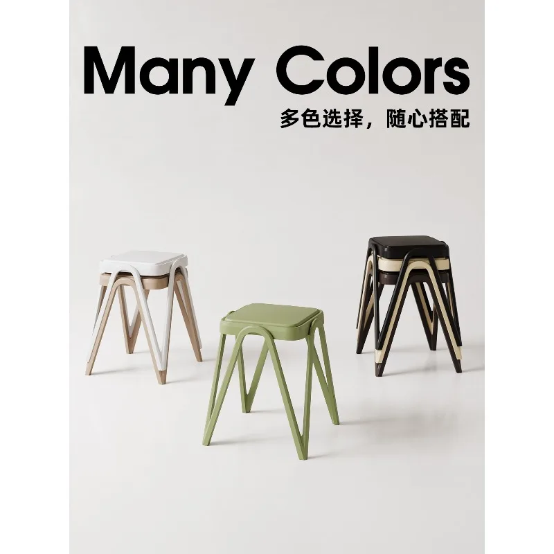 

Durable Thick Plastic Stool for Home Use, Stackable Dining Chair, Compact and Practical for Living Room Relaxation Shoe Bench