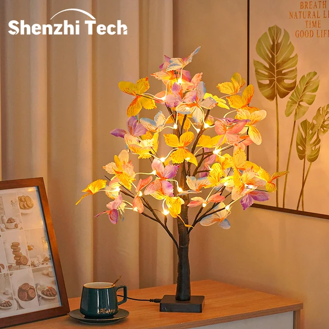 Lampki stołowe Bonsai Tree Lights, Butterfly Tree Lamp, DIY Dekoracyjna lampka nocna LED, na prezent Impreza Wakacje Camping Summer Home Deco