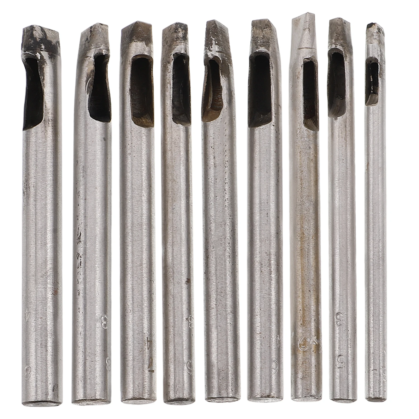 

9pcs Hole Punching Tools Craft Slot Maker Right Angle Steel Hollow Puncher Belt DIY Kit Reusable Making Supplies