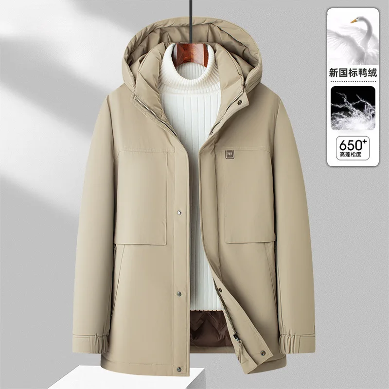 

Men's down jacket winter warm thickened tooling medium and long down jacket men's casual jacket