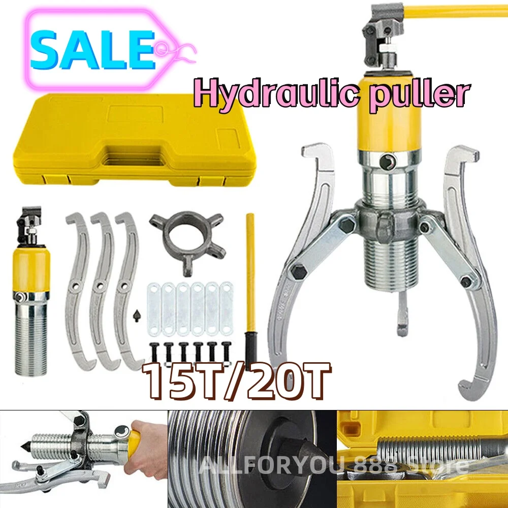 15Ton/20Ton Hydraulic Separator Hub Puller 3 Jaws Garage Tool Set  Yellow w/ Case