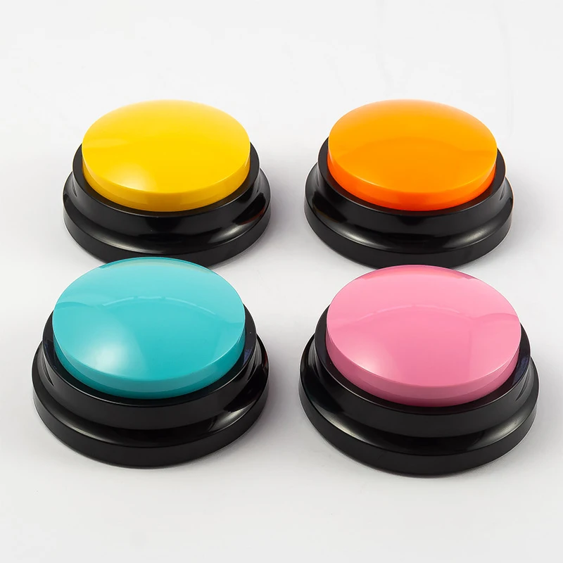 Buzzers de réponse enregistrables multifonctions, bouton d'enregistrement, buzzer d'entraînement pour animaux de compagnie, spectacle de jeu, 4 pièces