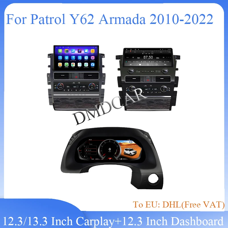 

Android 12 12.3 / 13.3 Inch Multimedia Carplay Central Control Digital Instrument Cluster Dashboard For Nissan Patrol Y62 Amanda