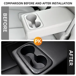 ABS Carbon Fiber Rear Water Cup Holder Cover Trim Cover for Kia Sportage NQ5 2022 2023 Car Accessories