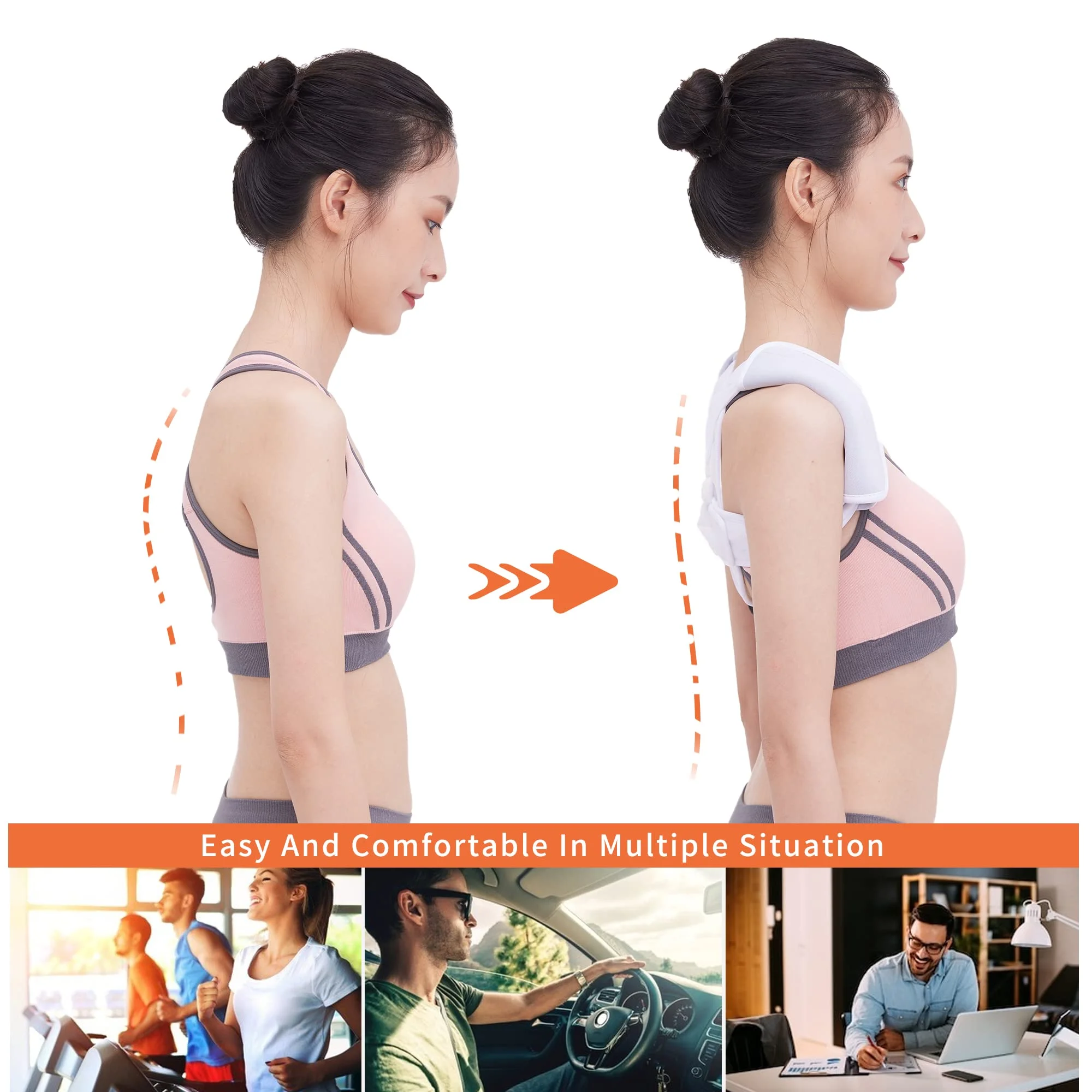 

Clavicle Brace Adjustable Posture Corrector Support Figure 8 Broken Collarbone Strap Upper Spine Brace for Clavicle Injury