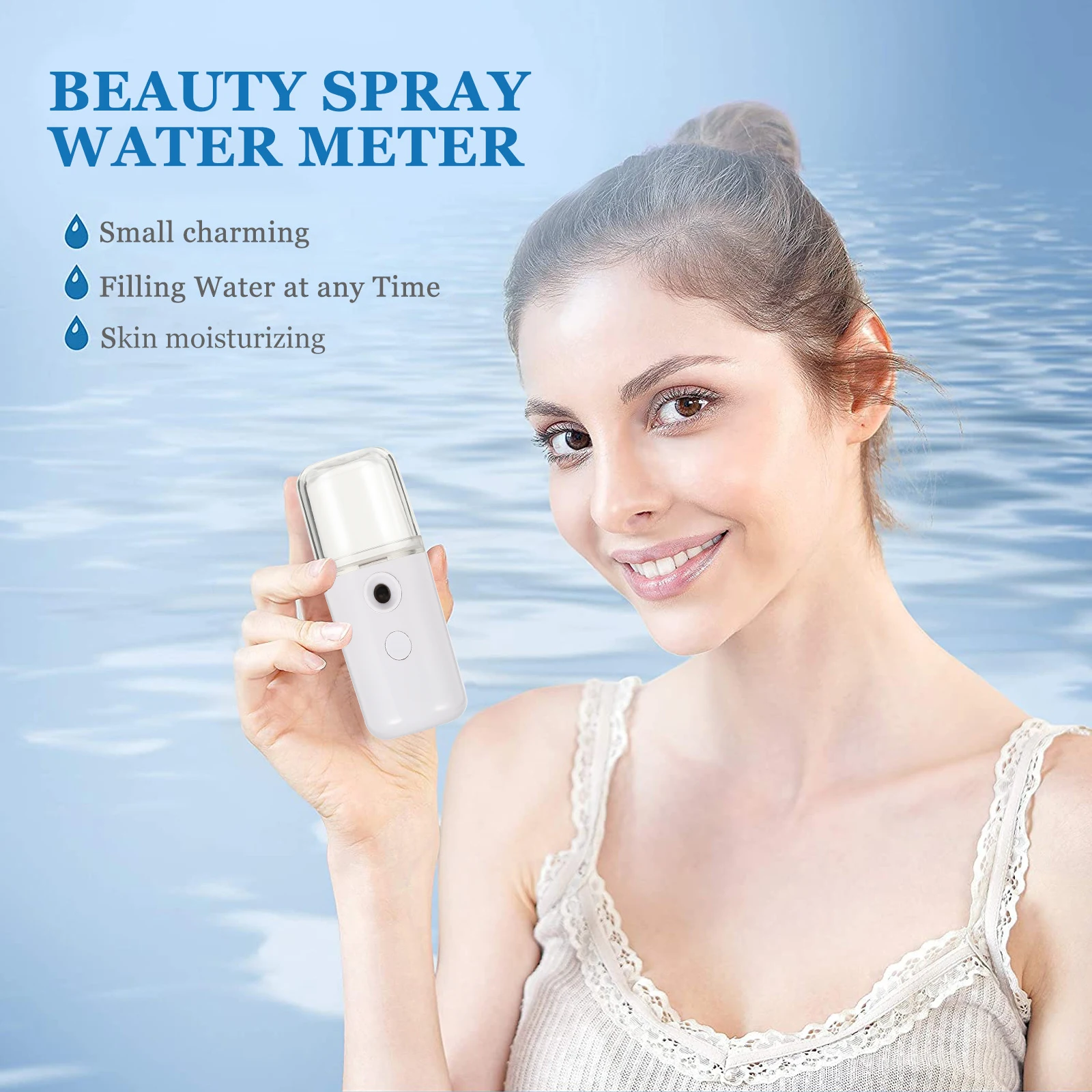 

1pc USB Charging Mist Sprayer Fashion Nano Handheld Mini Steamer Portable Face Spray Device Moisture Atomizer Gift