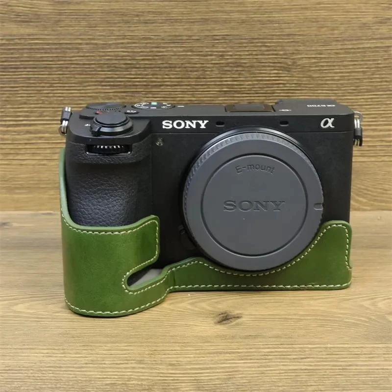 New Arrival PU Leather Bag Body Half Case For SONY A6700 Protective Sleeve Box Base with hand strap