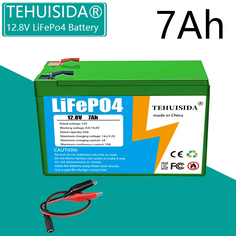 12.8V 7Ah 8Ah 12Ah LiFePO4 Lithium Iron Phosphate Rechargeable Battery for Fish Finder, Scooter, Light, Kids Car