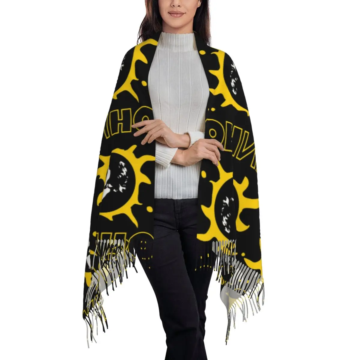 Viktor Tsoi Russia Music Rock Band Kino Scarf Tassel Scarves Women Soft Warm Shawls and Wraps Long Fall Winter Shawl Wrap