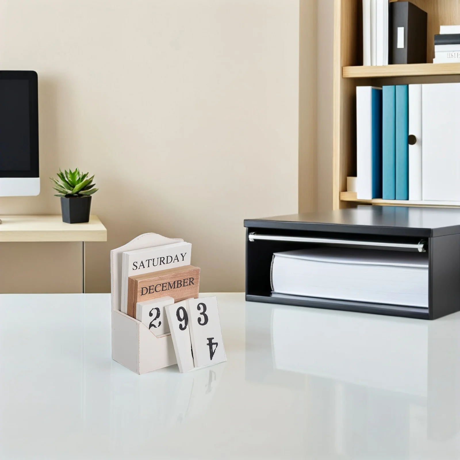 

Wood Perpetual Calendar Vintage Block Manual Date Display Desktop Calendar Retro Office Home Decor Desk Date Display