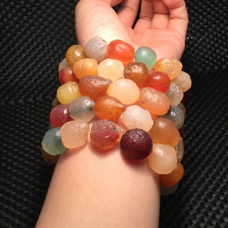 Alxa Colorful Gobi Agate Stone Bracelet Random Beaded Natural Colorful Stone Hand String Women's Gift Light Luxury Ins Jewelry