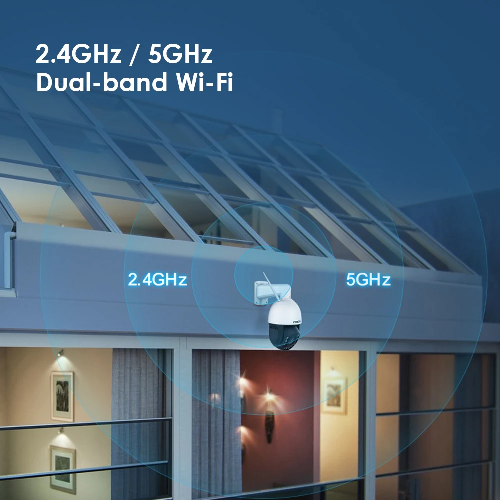 FOSCAM-Câmera ao ar livre com rastreamento automático, câmera WiFi para segurança doméstica, 4MP, zoom óptico 18X, detecção de pessoa e carro, 2,4 GHz, 5GHz, SD4H