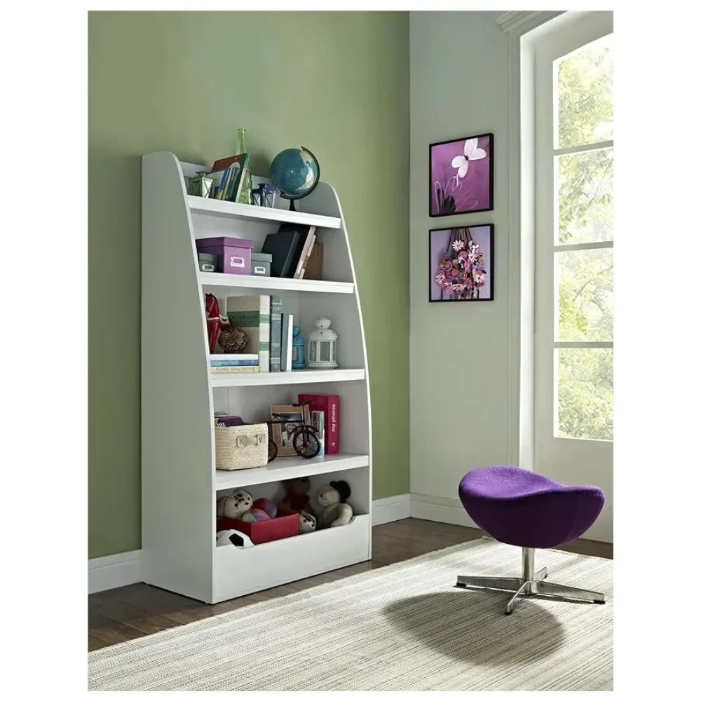 

Hazel Kids' 4 Shelf Bookcase White Freight Free Bookshelf Living Room Furniture Home