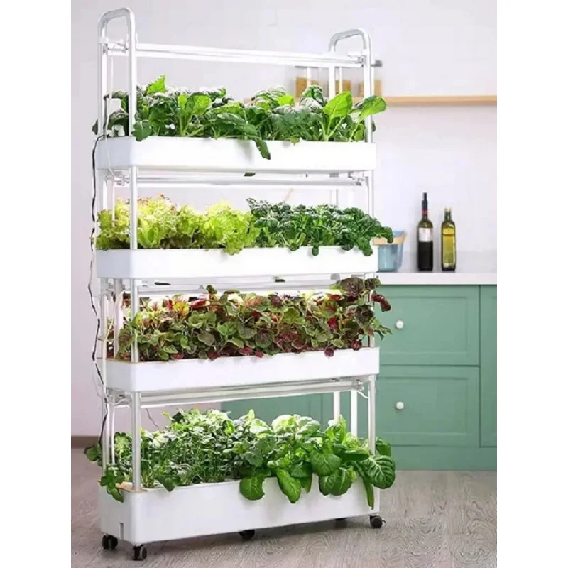 NFT Hydroponic Growing Systems with Light, Indoor Planter Kits, Home Garden, 4 Layers, 56 Holes