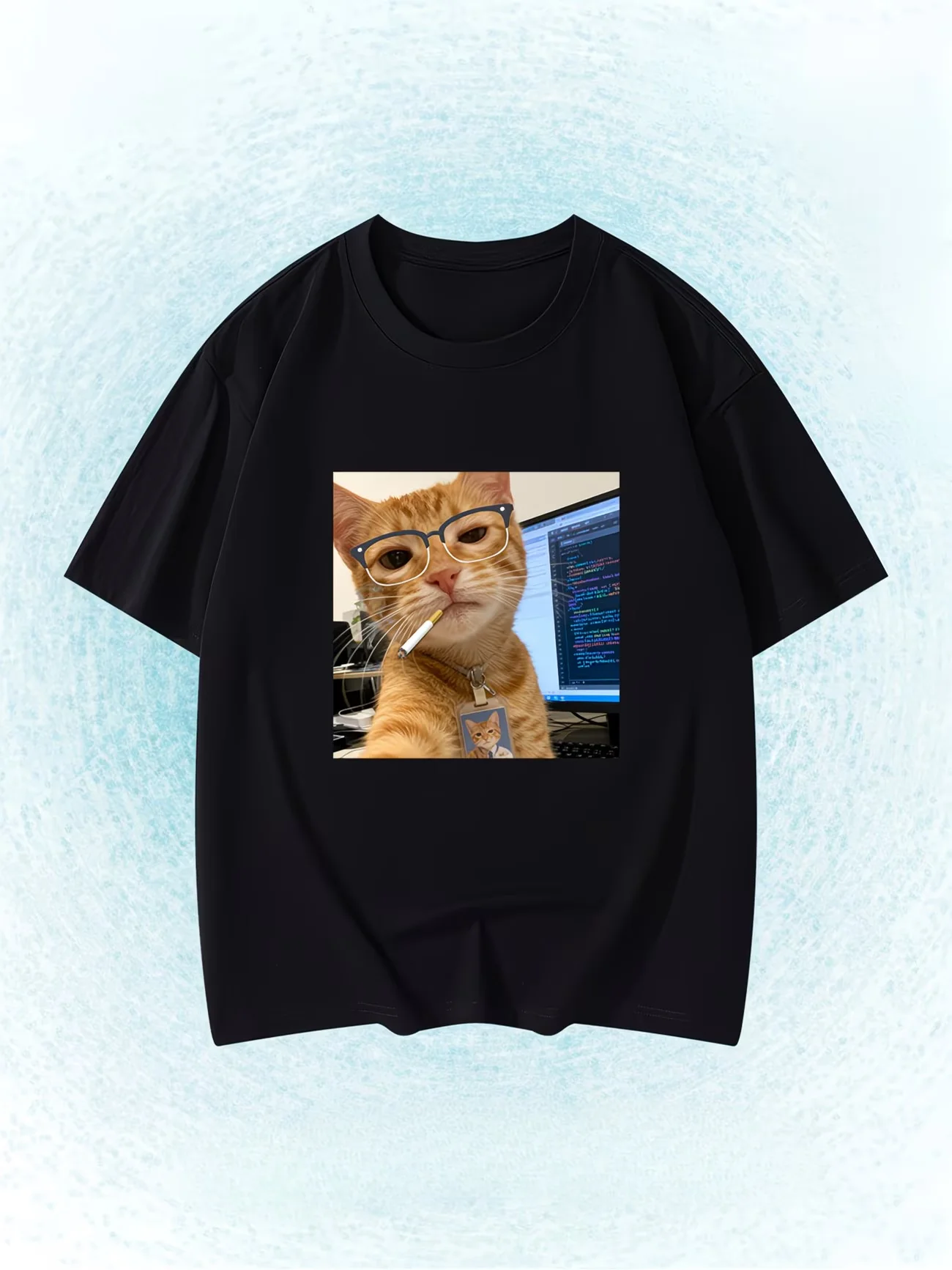 Funny Programmer Cat Meme T-Shirt Coding Orange Cat Graphic Tee Summer Short Sleeve Humour IT Worker Gift Trendy Streetwear Tops