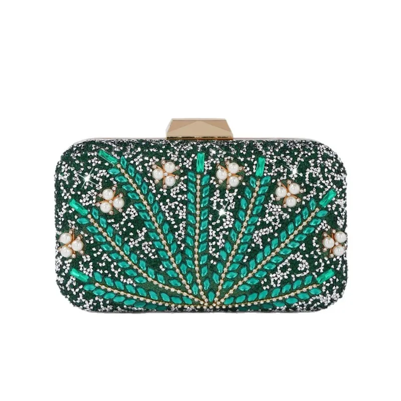 

Luxurious Leaf-encrusted Diamond Dinner Bag Pearl Shiny Full Diamonds Evening Bag Chain Dress Party Wedding Clutch Bag 2025