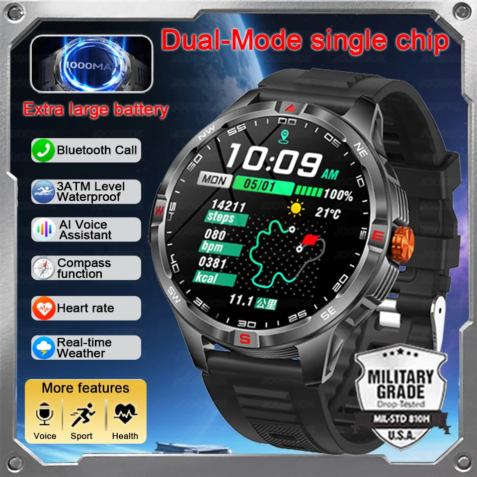 

2025 New T-Rex 3 Military Grade 1000mAh Battery Smart Watch IP68 Waterproof GPS Bluetooth call AMOLED HD Men Sports Smartwatch