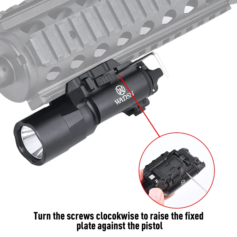 Imagem -02 - Tactical Wadsn X300u X300 Ultra Metal Pistol Scout Lanterna Luz de Arma de Caça Strobe Fit 20 mm Rail Glock G17 X300v Xh35