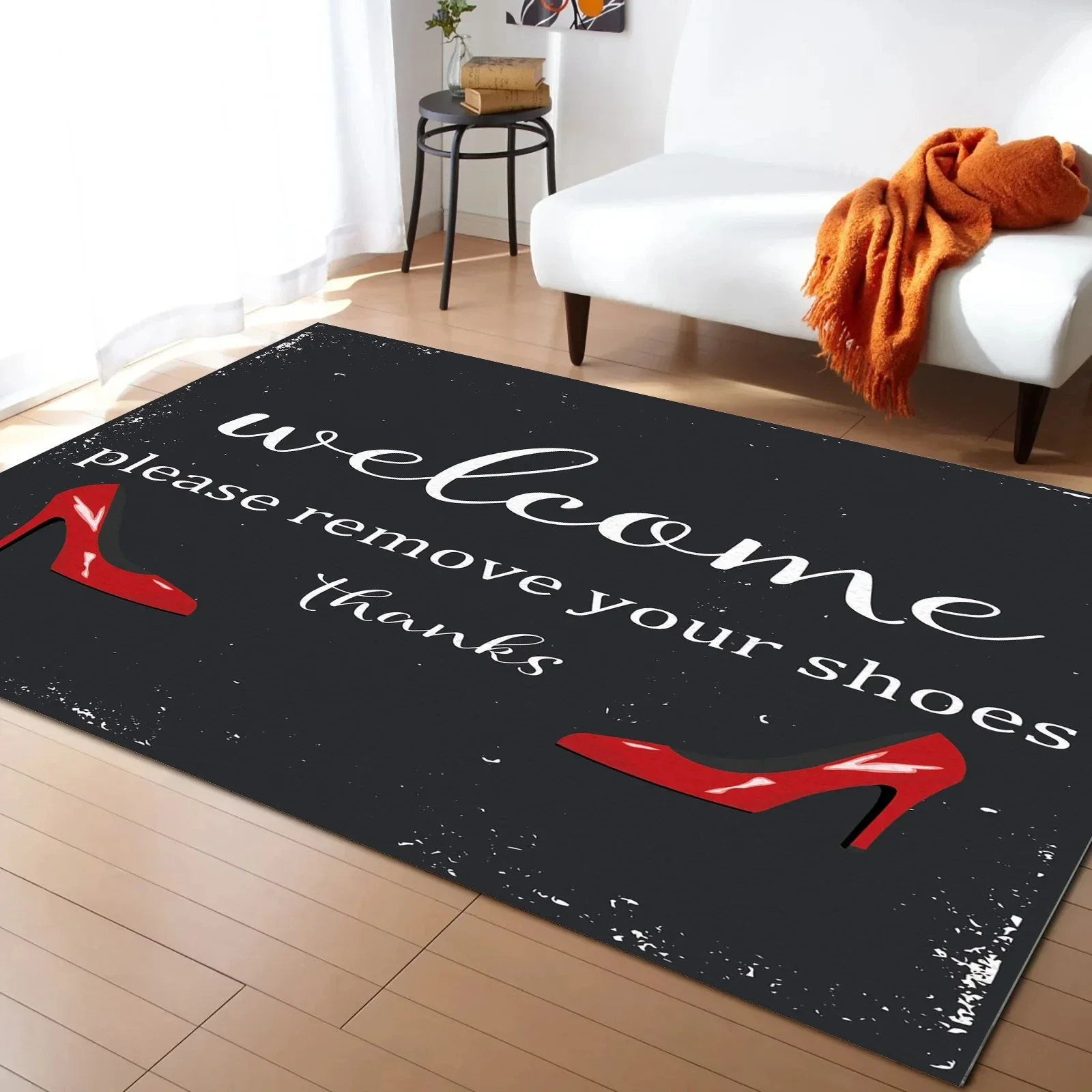 Red High Heel Print Area Rug, for Living Room Bedroom Bathroom Indoor Decor Supplies Bedside Accessories Beauty Salon Rug Decor