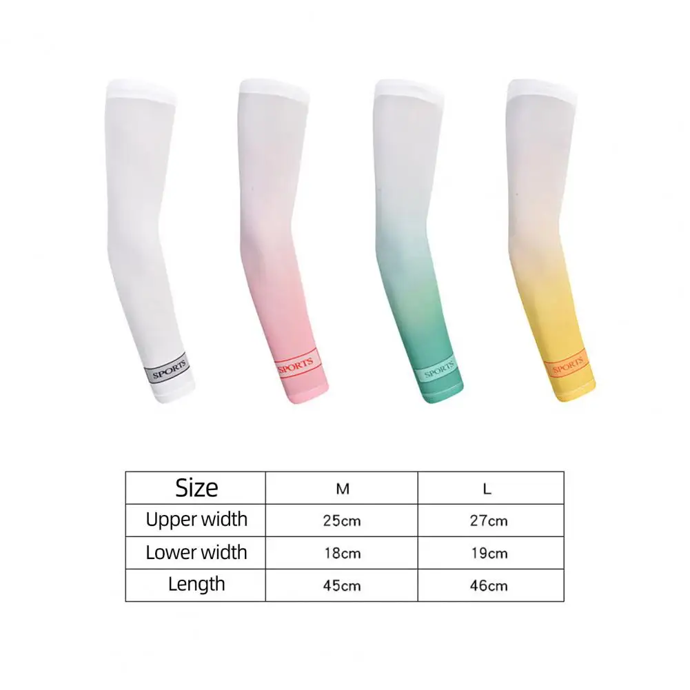 1 Pair Breathable High Elasticity Ice Silk Cycling Sleeves Summer Gradient Color Sunscreen Arm Sleeves for Playing Basketball