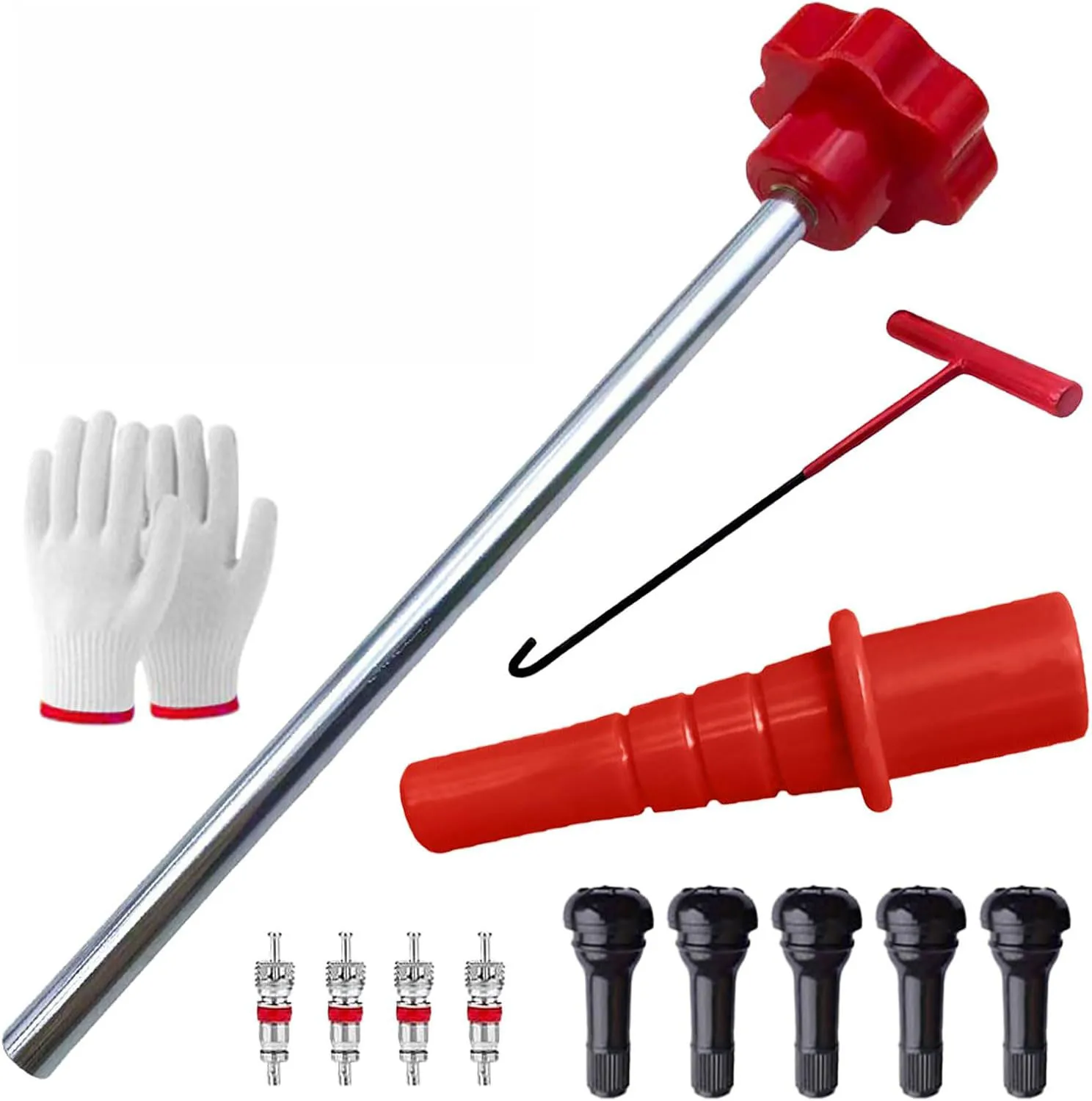 Tire Valve Stem Replacement Tool Kit (No Tire Removal Needed), Fast Install Set with TR413 Valve Stems for Car & ATV