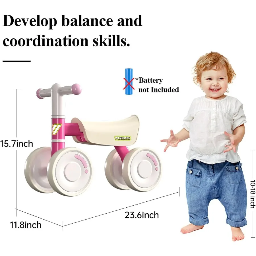 Baby Balance Bike for 1-3 Year Olds Silent Wheels Soft Seat No Sharp Edges Toddler Baby Walker for 12-36 Month Boys Girls First
