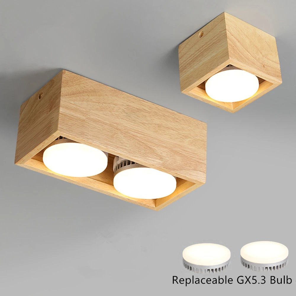 

Nordic Wood Square LED Surface Mount Downlight + Replaceable LED Lamp 14W 18W 24W LED Spot Light for Living room Bedroom