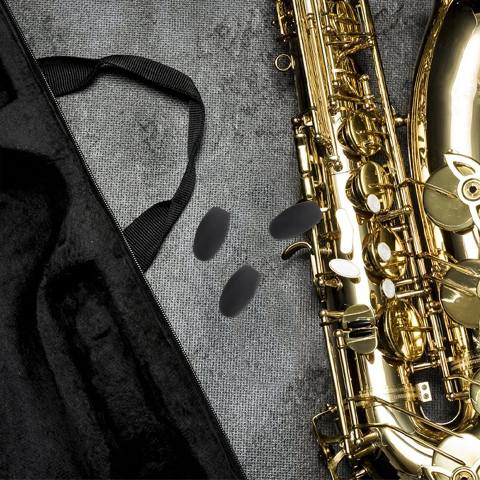 

3pcs Saxophone Thumb Rest Key Pads Black For Clarinet Alto Oboe Flute Wind Instrument Finger Support Plastic Grip Cushion