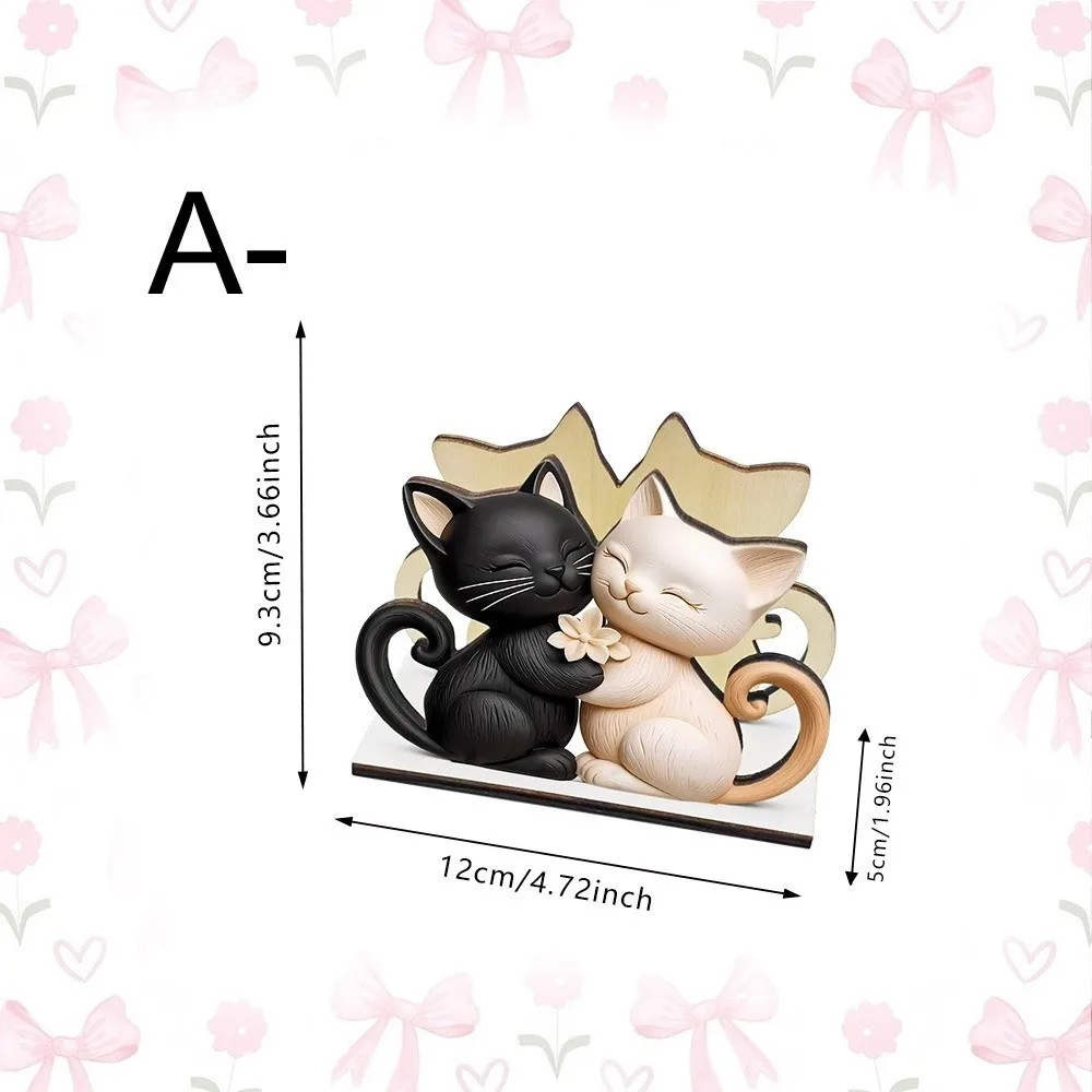 Cute Adorable Cat Shape Wooden Tissue Box Couple Cat Tabletop Decor Cat Tissue Holder Black And White Cat Tissue Box Home Decor