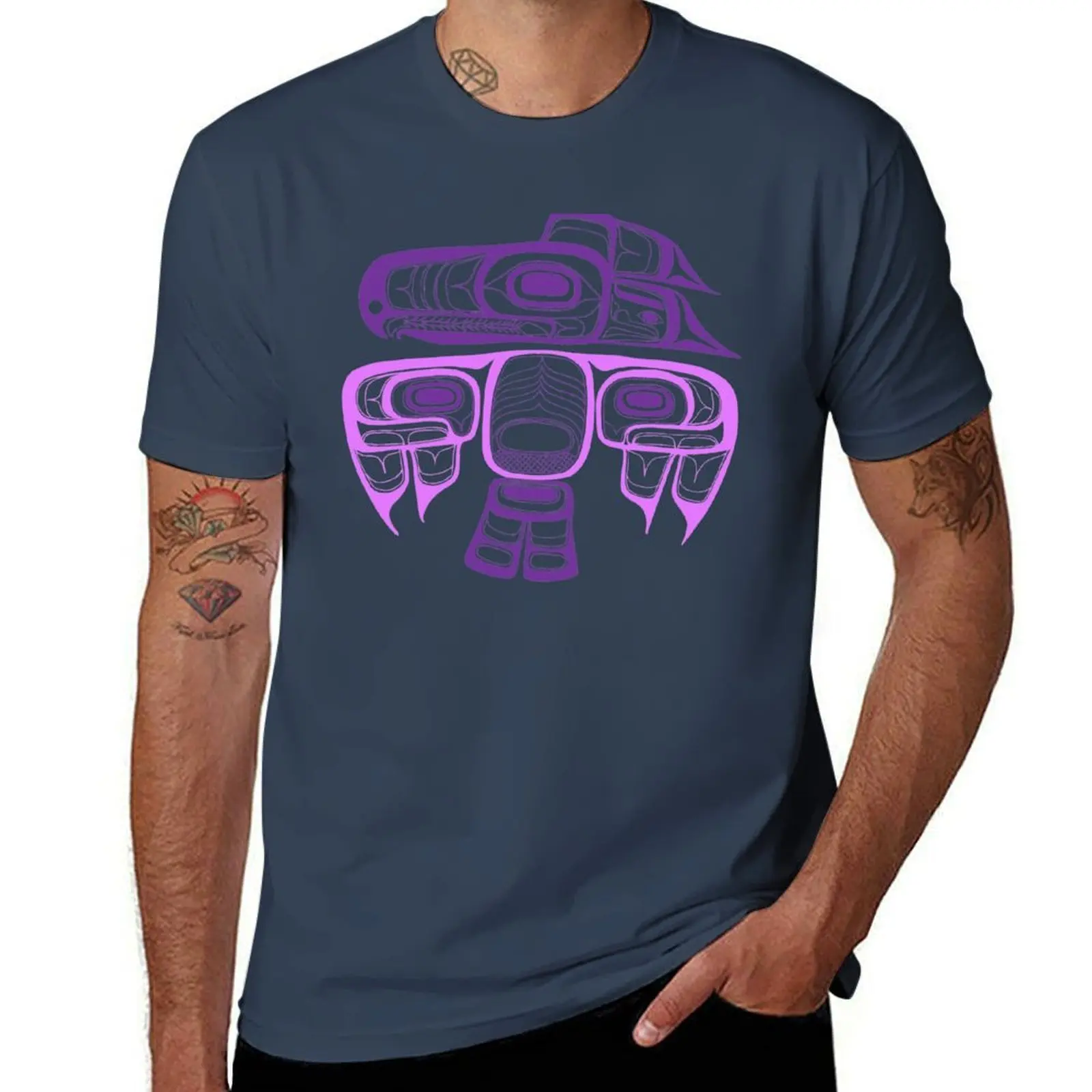 

Native American Art: Style purple thunderbird Tlingit T-Shirt Plus Size Gym Sports T-Shirt