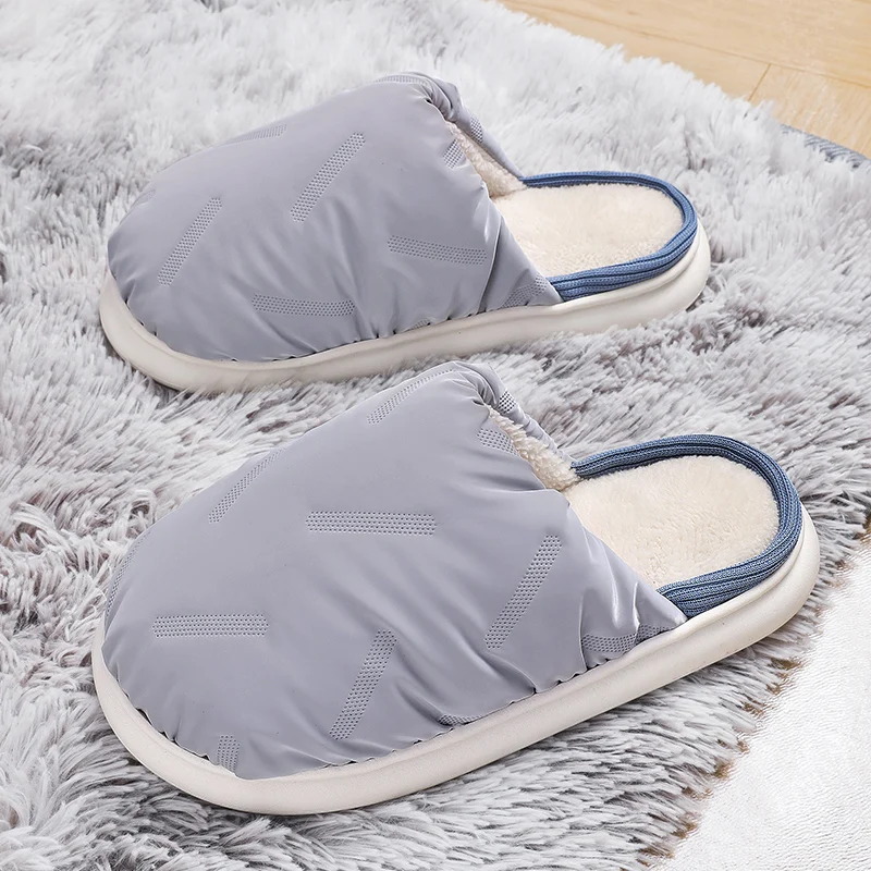 Autumn Winter Men Women Warm Cotton Slippers Waterproof Outdoor Indoor Plush Flats Warm Shoes Male House Bedroom Cotton Slippers