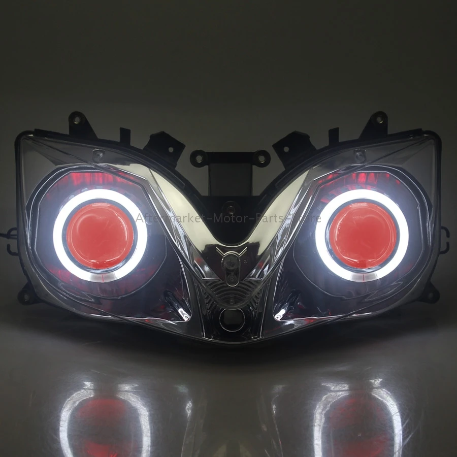 Motorcycle Headlight Assembly HID Projector Head Lamp For Honda 01-07 CBR 600 F4i LED DRL White Angel Eyes Red Eyes Lamp