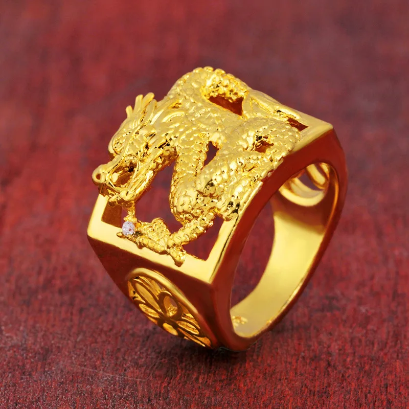 

Domineering Dignified Dragon Ring For Men 24K Gold AU999 | Divine dragon guards, full of aura