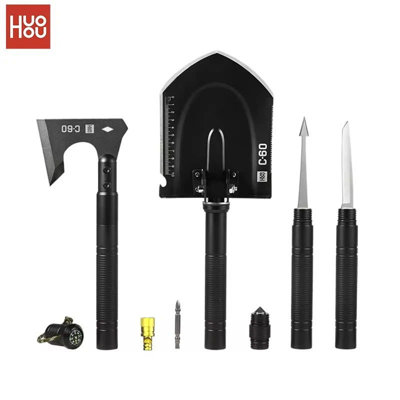 Huohou Multifunction Shovel Outdoor Camping Survival Axe Military Tactical Multi Tool Harpoon with Storage Bag for Xiaomi Mijia